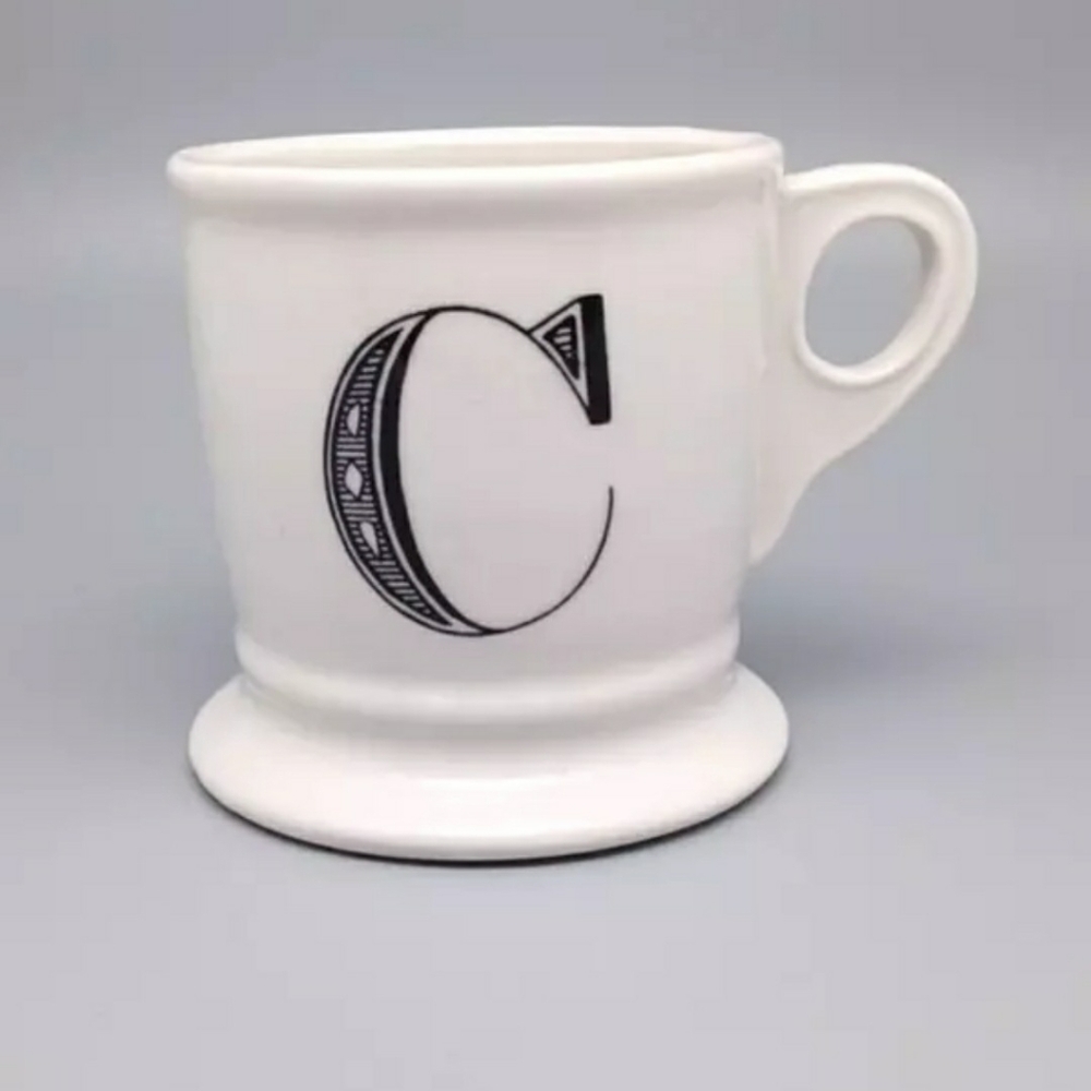 Anthropologie Monogrammed White Mug Cup Letter "C" 14oz